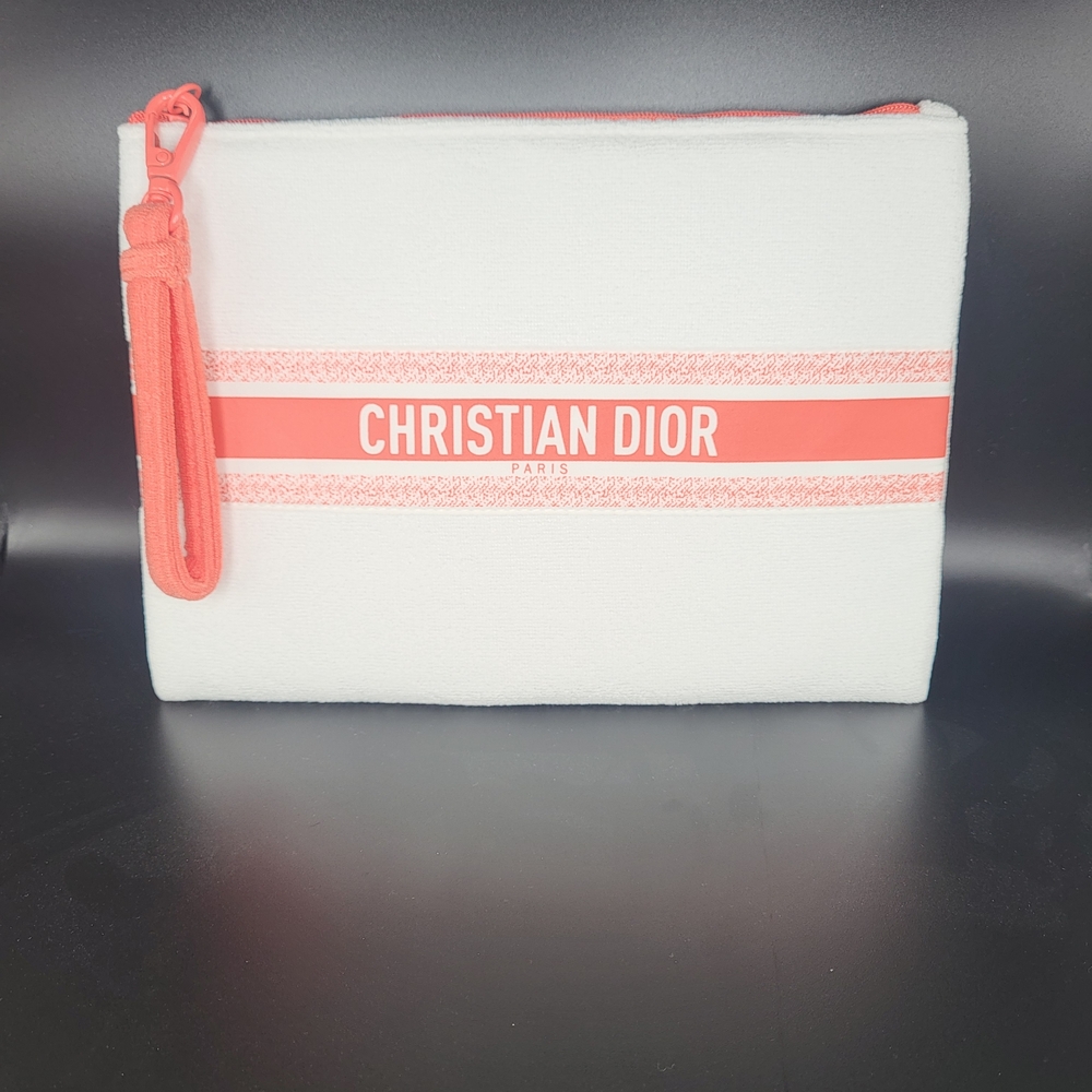 Dior White and Coral Wristlet